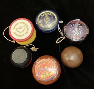VTG Yo-Yo Lot 6 Yomega Tail Spinner X-Brain Duncan Butterfly Professional Wood